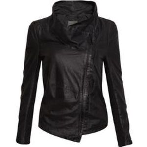 MUUBAA draped neck asymmetrical leather jacket